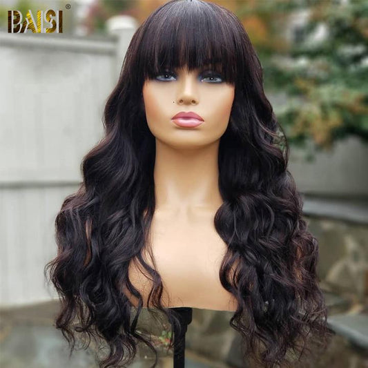 Sexy Long Wavy Machine Made WIg With Bang