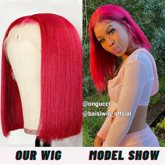 MODEL SHOW, Click to Get Same Wig ( Red Color 4x4 Closure Bob )