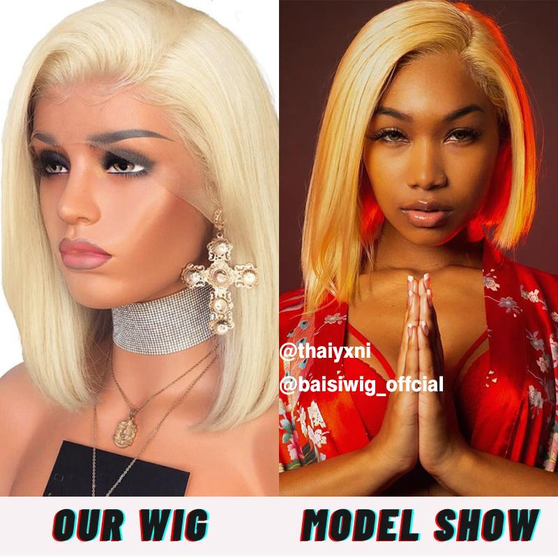 MODEL SHOW, Click to Get Same Wig ( Blonde 613# Lace Frontal Bob )