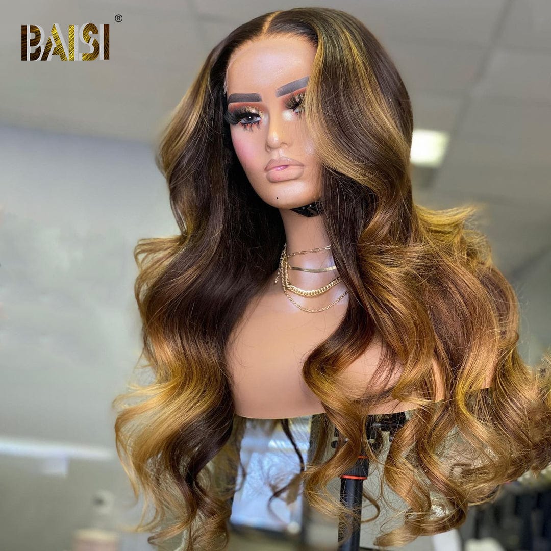 #1B/30 Color Lace Highlight Wig Bleached Knots