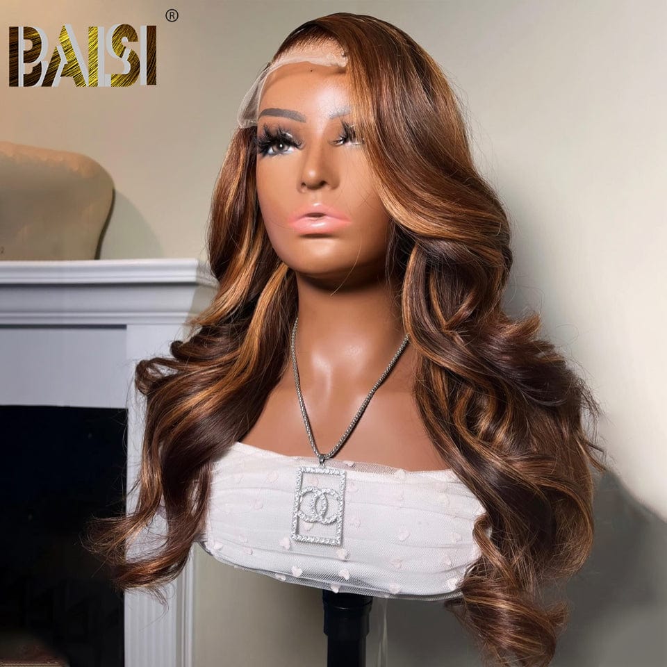 Highlight Brown Glueless Wavy Wig