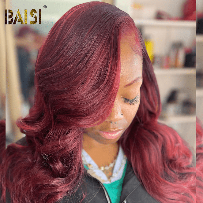 Burgundy Wavy Lace Wig