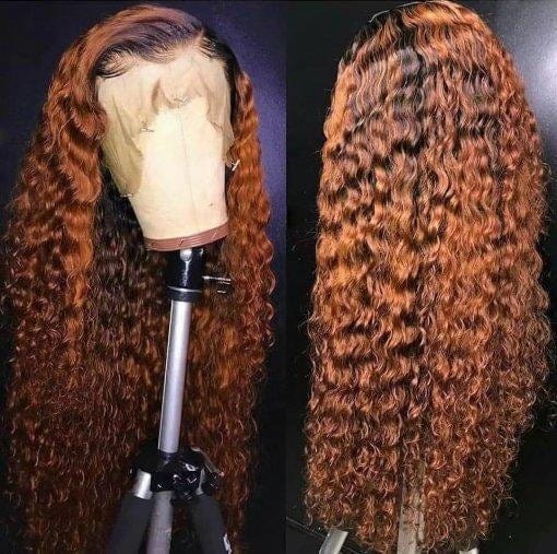 Pre Plucked Deep Wave Wig Color 33# With Dark Roots