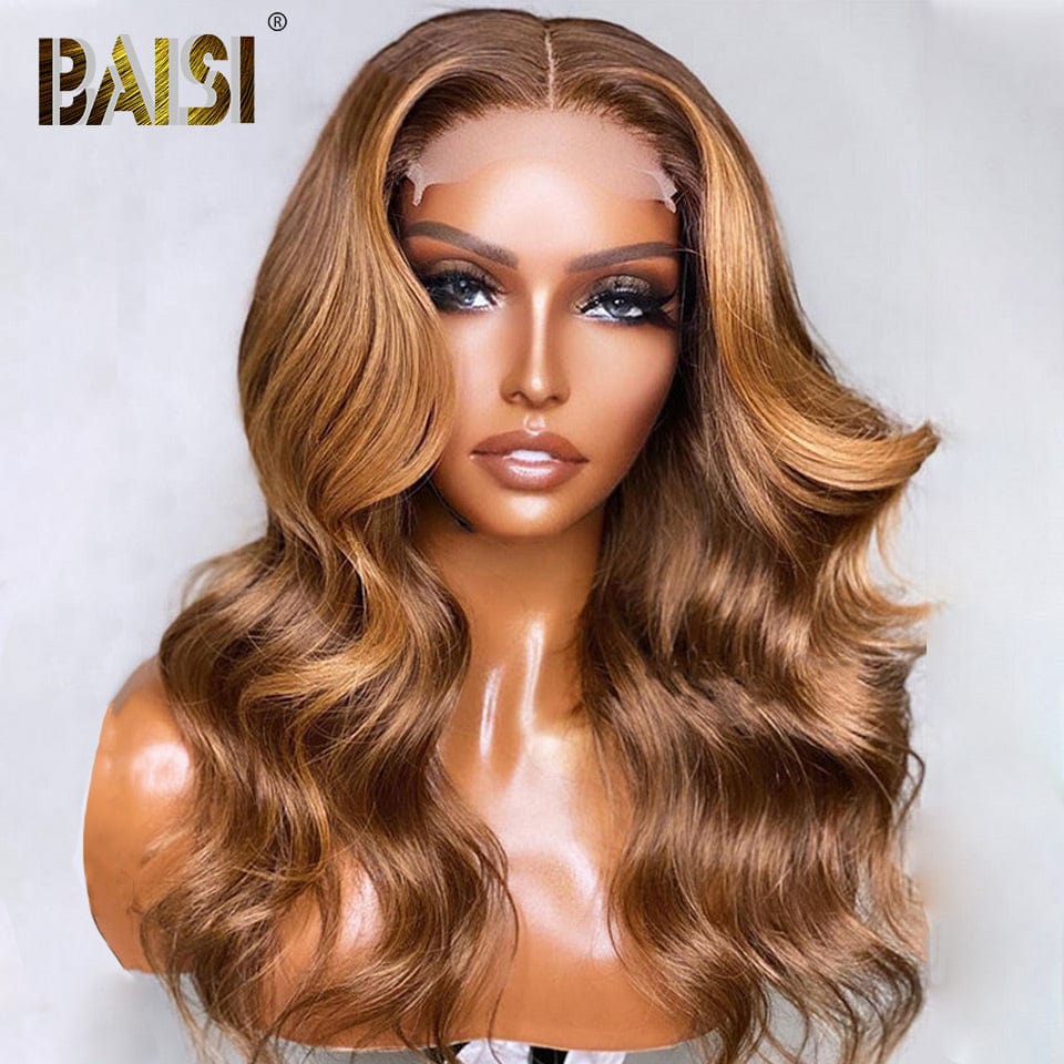 Wavy Chestnut Brown with Blonde Highlights Wig