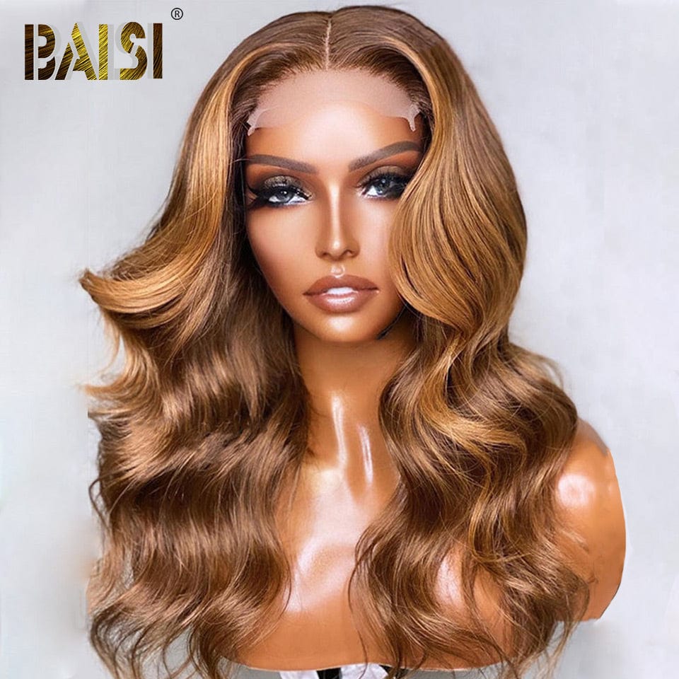 Wavy Chestnut Brown with Blonde Highlights Wig