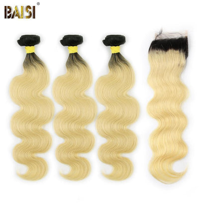 1B/613# Eurasian Body wave Blonde Bundles with Closure