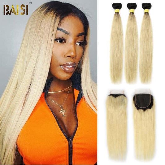 1B/613# Eurasian Straight Blonde Bundles with Closure