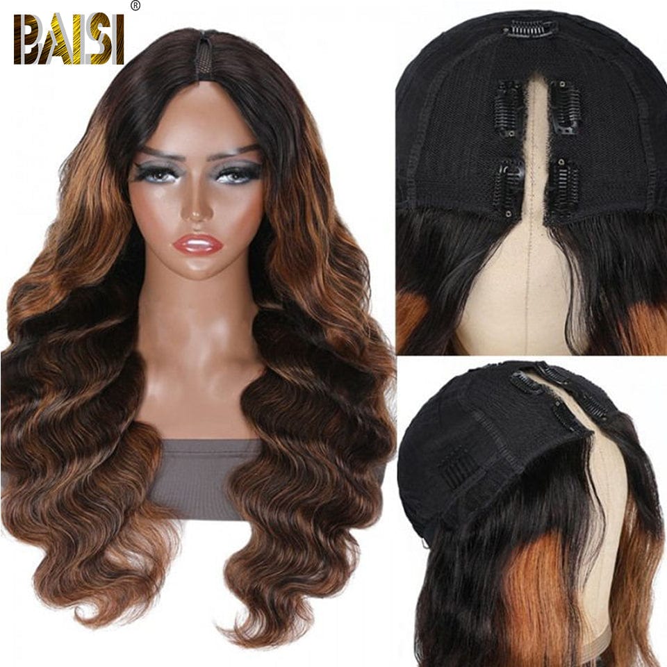 1B/30 V Part Human Hair Wig