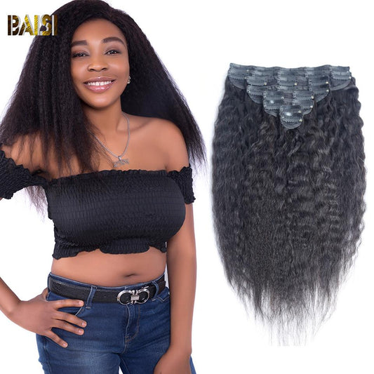 Kinky Straight Clip Ins Hair Extensions 8Pcs And 120g/Set