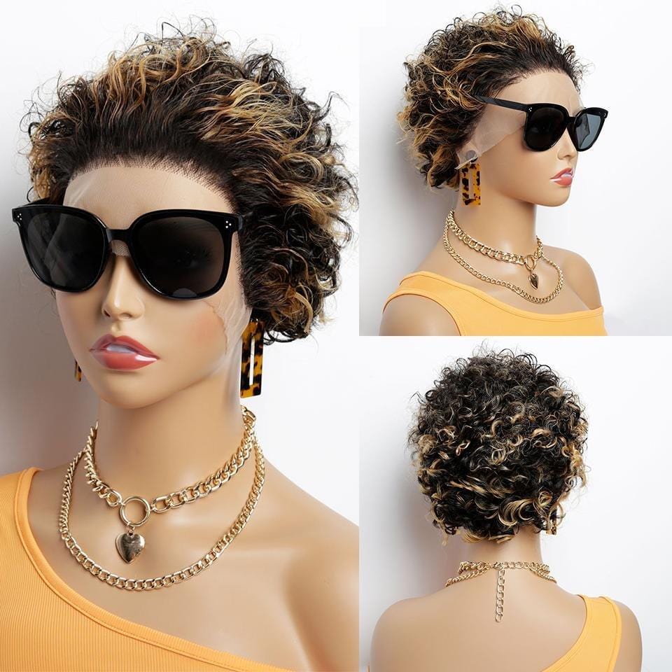 Virgir Human Hair Curly Hair Short Cut Wig