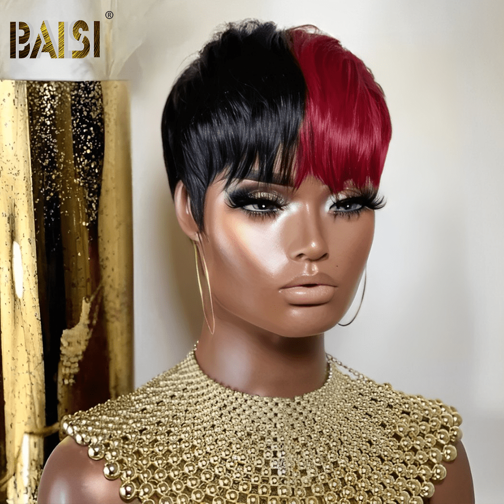 Black With Wine Short Cut Wig