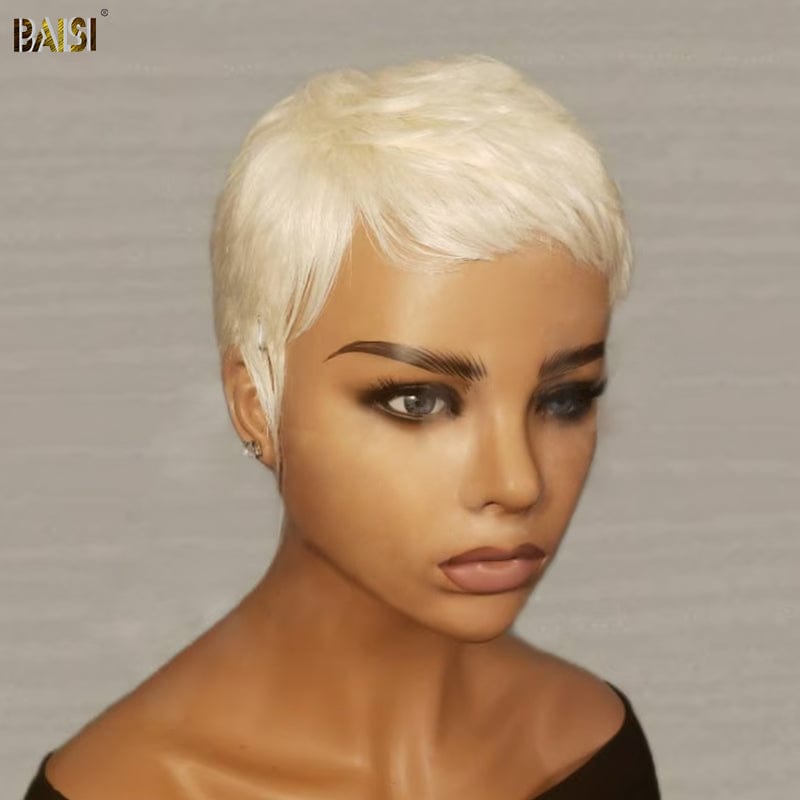 Blonde PIXIE Tapered Cut Machine Made Wig