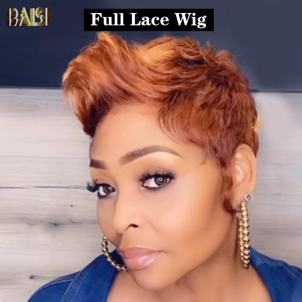 Orange Color Pixie Full Lace Wig