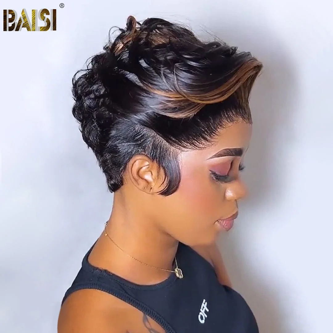 BAISI Sexy Short With Highlight Lace Frontal Wig