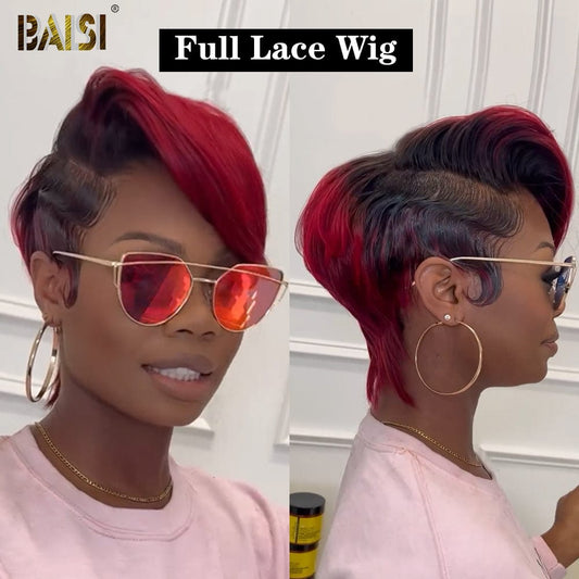 Red Full Lace Pixie Cut Wig