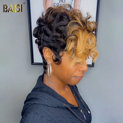 Sexy Finger Wave With Honey Blonde Pixie Lace Wig