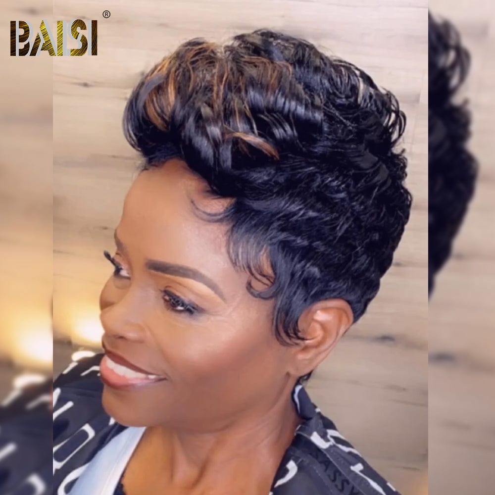 Sexy Highlight Finger Wave Pixie Lace Wig