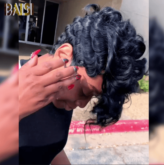 Sexy Natural Black Finger Wave Wig