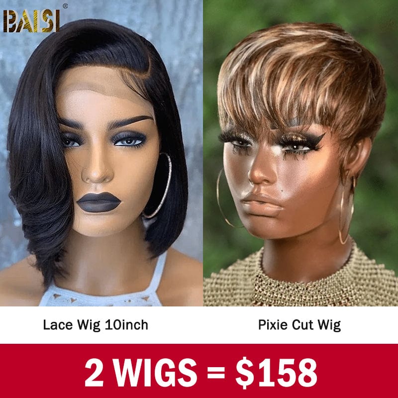 Mixed Pixie Cut Fringe Wig