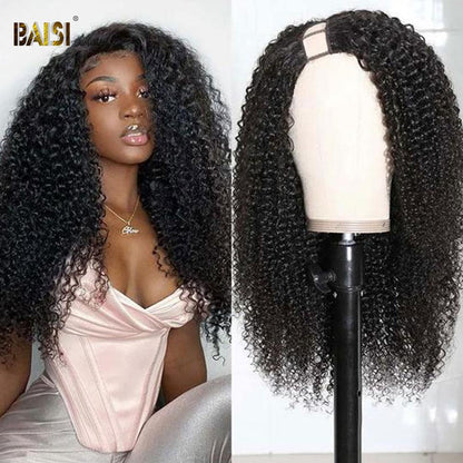 U Part Wig Curly 100% Human Hair Wigs