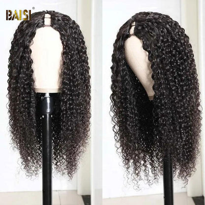 U Part Wig Curly 100% Human Hair Wigs