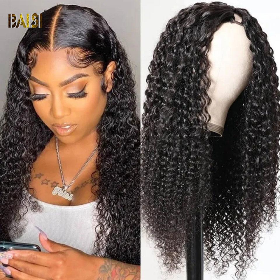 U Part Wig Curly 100% Human Hair Wigs