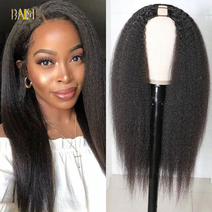 U Part Wig Kinky Straight 100% Human Hair Wigs