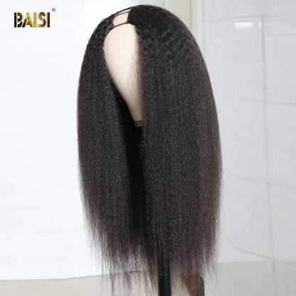 U Part Wig Kinky Straight 100% Human Hair Wigs