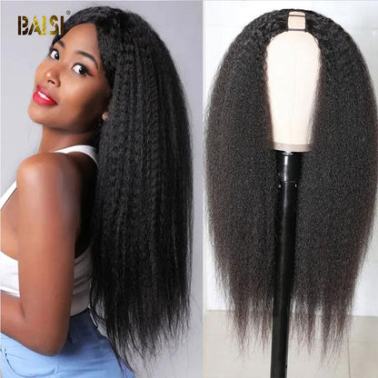 U Part Wig Kinky Straight 100% Human Hair Wigs