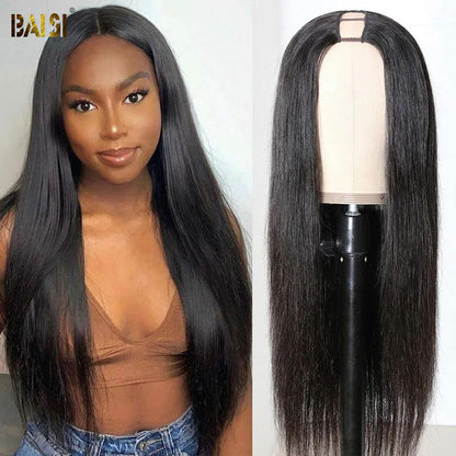 U Part Wig Straight 100% Human Hair Wigs