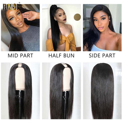 U Part Wig Straight 100% Human Hair Wigs