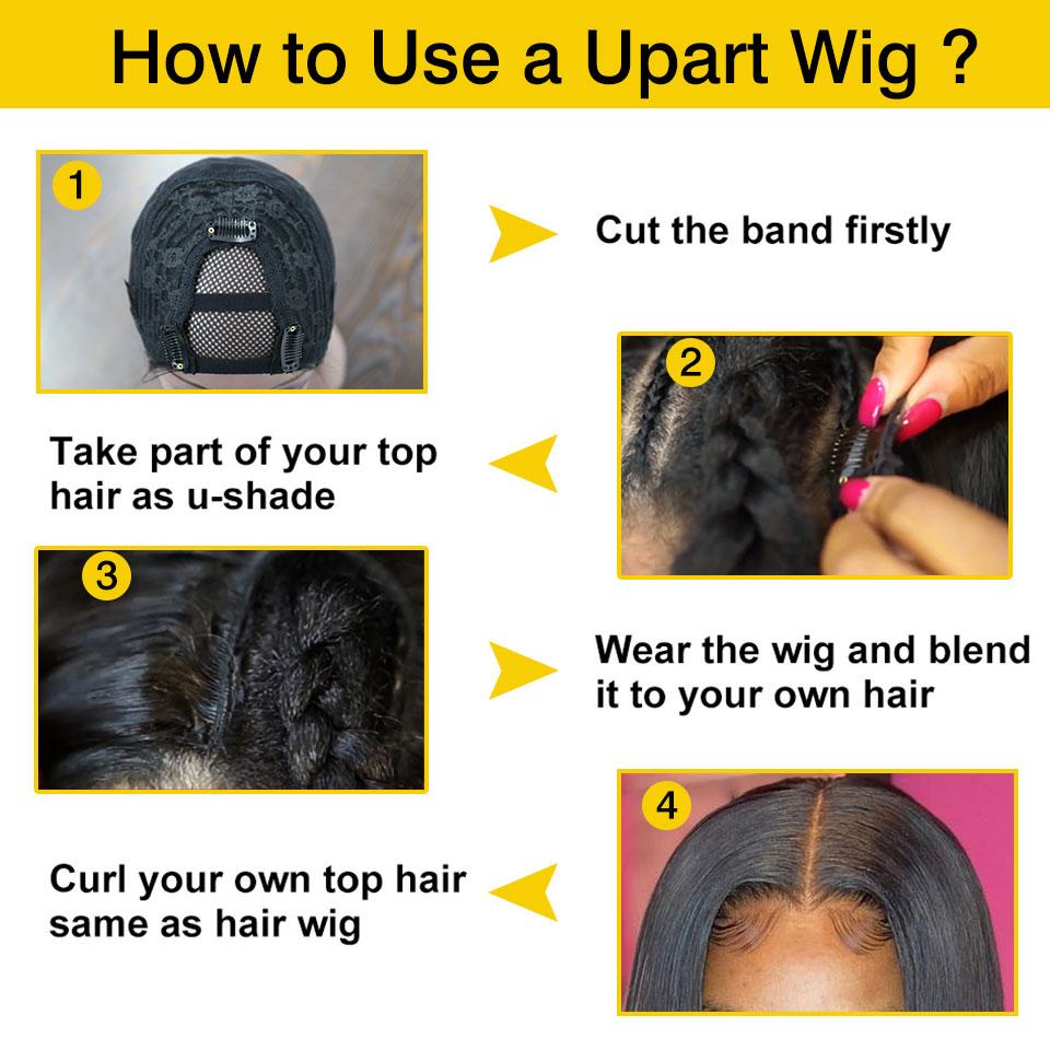 U Part Wig Straight 100% Human Hair Wigs