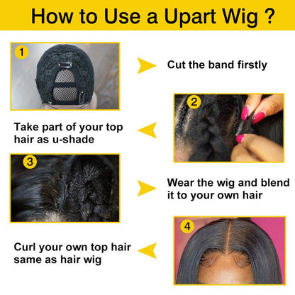 U Part Wig Straight 100% Human Hair Wigs