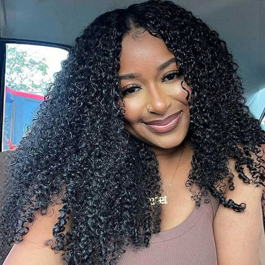 $169.99 26" Kinky Curly Thin V Part Wig Human Hair Flash Deal