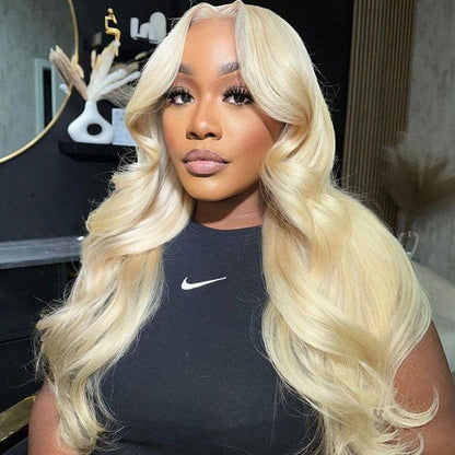 613 Blonde 13x4 Lace Glueless Body Wave Long Wig Easily Redyed Human Hair