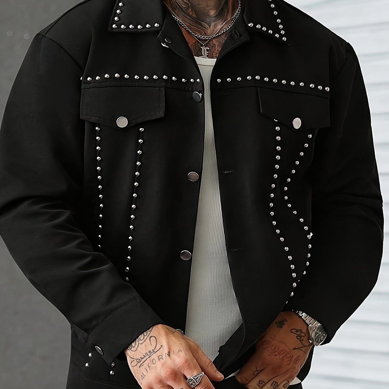 1pc Men Casual Versatile Academy Style Jacket | Rhinestones