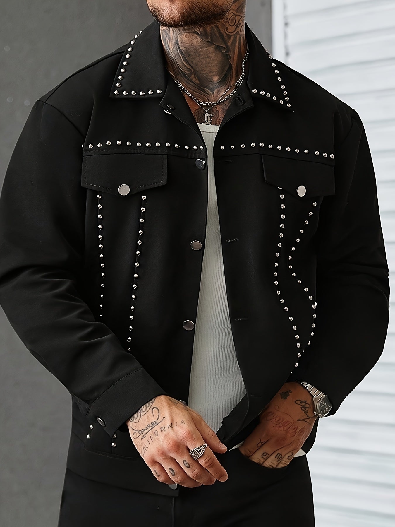 1pc Men Casual Versatile Academy Style Jacket | Rhinestones