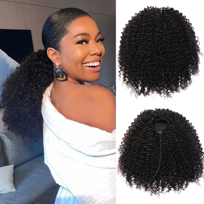 Kinky Curly Drawstring Ponytail Clip In Hair Extensions Brazilian Virgin Hair Afro Puff