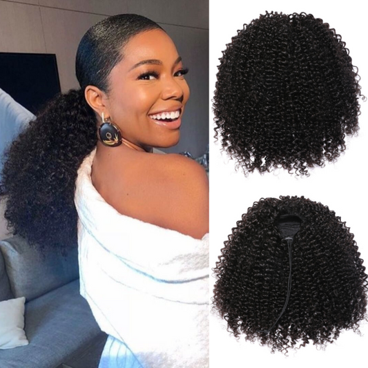 Kinky Curly Drawstring Ponytail Clip In Hair Extensions Brazilian Virgin Hair Afro Puff