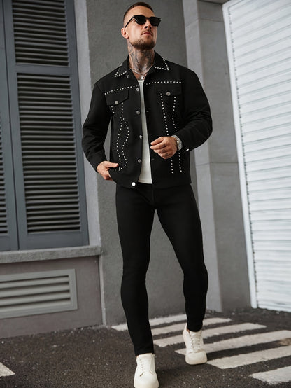 1pc Men Casual Versatile Academy Style Jacket | Rhinestones
