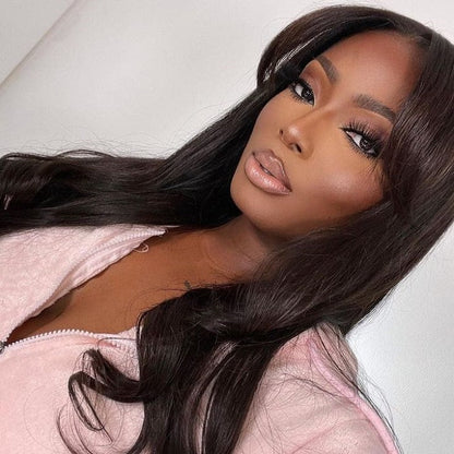 Loose Wavy With Curtain Bangs 5x6 Lace Pre-plucked Wig Human Hair