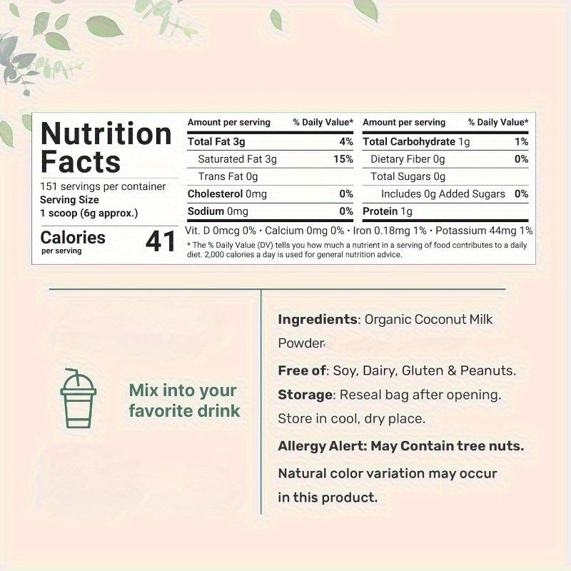 100% Organic Coconut Milk Powder