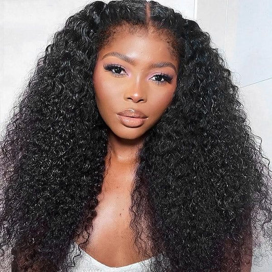 4C Hairline Glueless Curly 13x4 Human Hair Lace Wig With Curly Edges Baby Hair