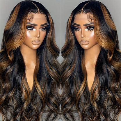 Highlight Brown Wavy Upgraded 13x5 Pre Everything Wig Glueless Wig With Black Roots