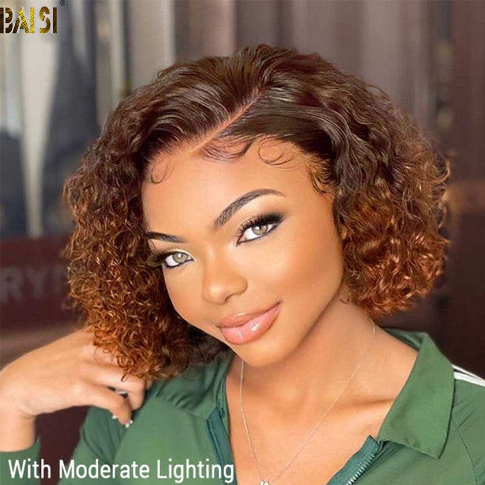 BAISI 5x5 1B/30 Color Curly BoB Wig