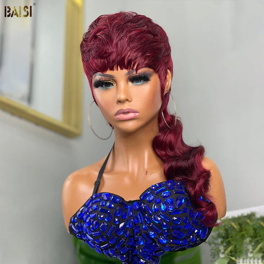 Burgundy Mullet Glueless Wig