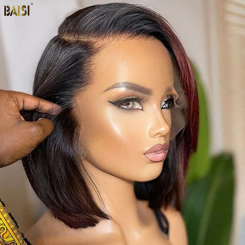 BAISI Highlight Burgundy Silky Straight BoB Wig