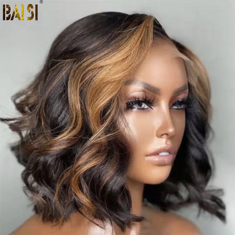 BAISI Mix Blonde Color Wavy Closure Wig