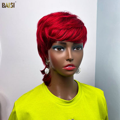 Red Short Mullet Glueless Wig