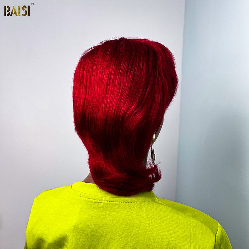 Red Short Mullet Glueless Wig